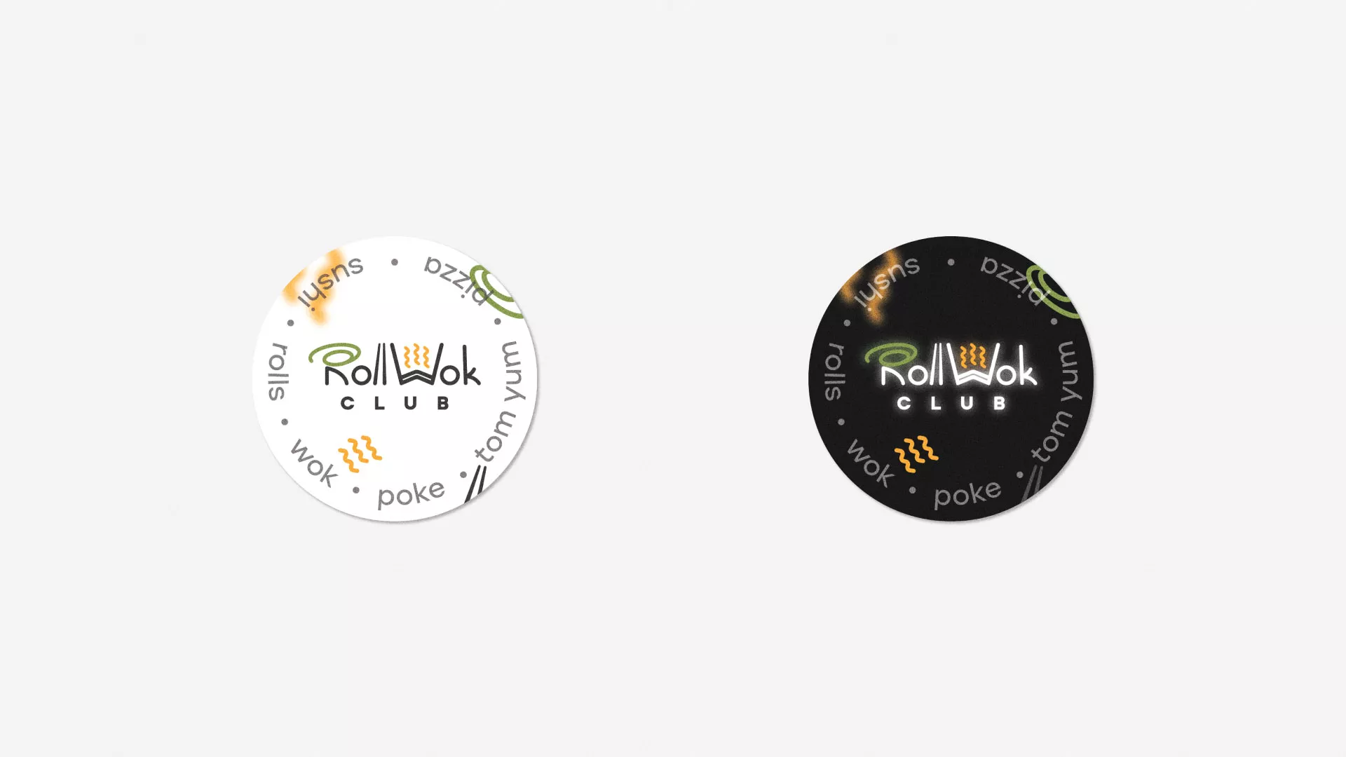 Разработка наклеек для суши-бара «Roll Wok Club» в Приморско-Ахтарске
